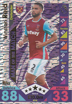 Winston Reid West Ham United 2016/17 Topps Match Attax Man of the Match #454